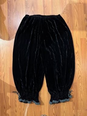 Vtg Blue Fish Barclay Green Velvet Pants Bloomers Silk Blend size 2 (18-22) Pl